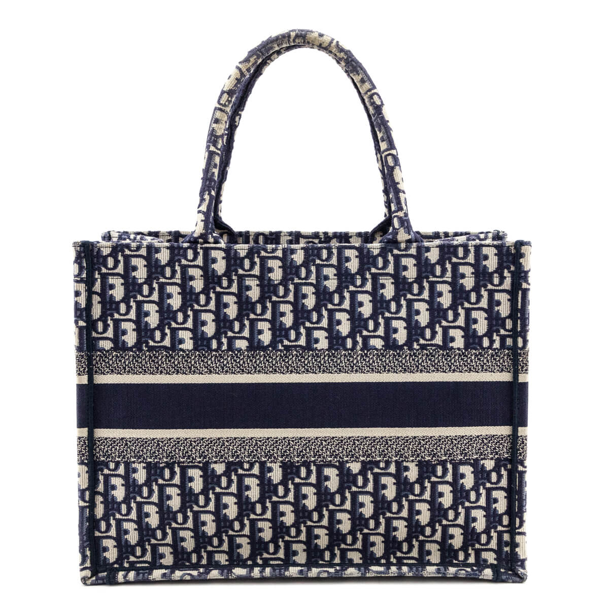 Dior Blue Oblique Embroidery Medium Book Tote
