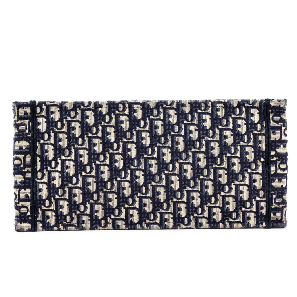 Dior Blue Oblique Embroidery Medium Book Tote