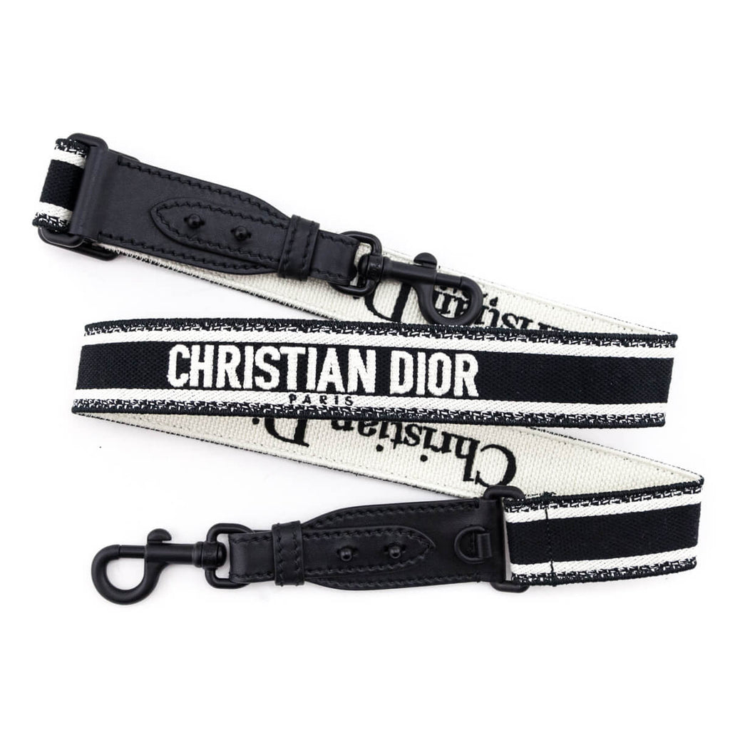 Dior Canvas Embroidered & Black Ultramatte Shoulder Strap