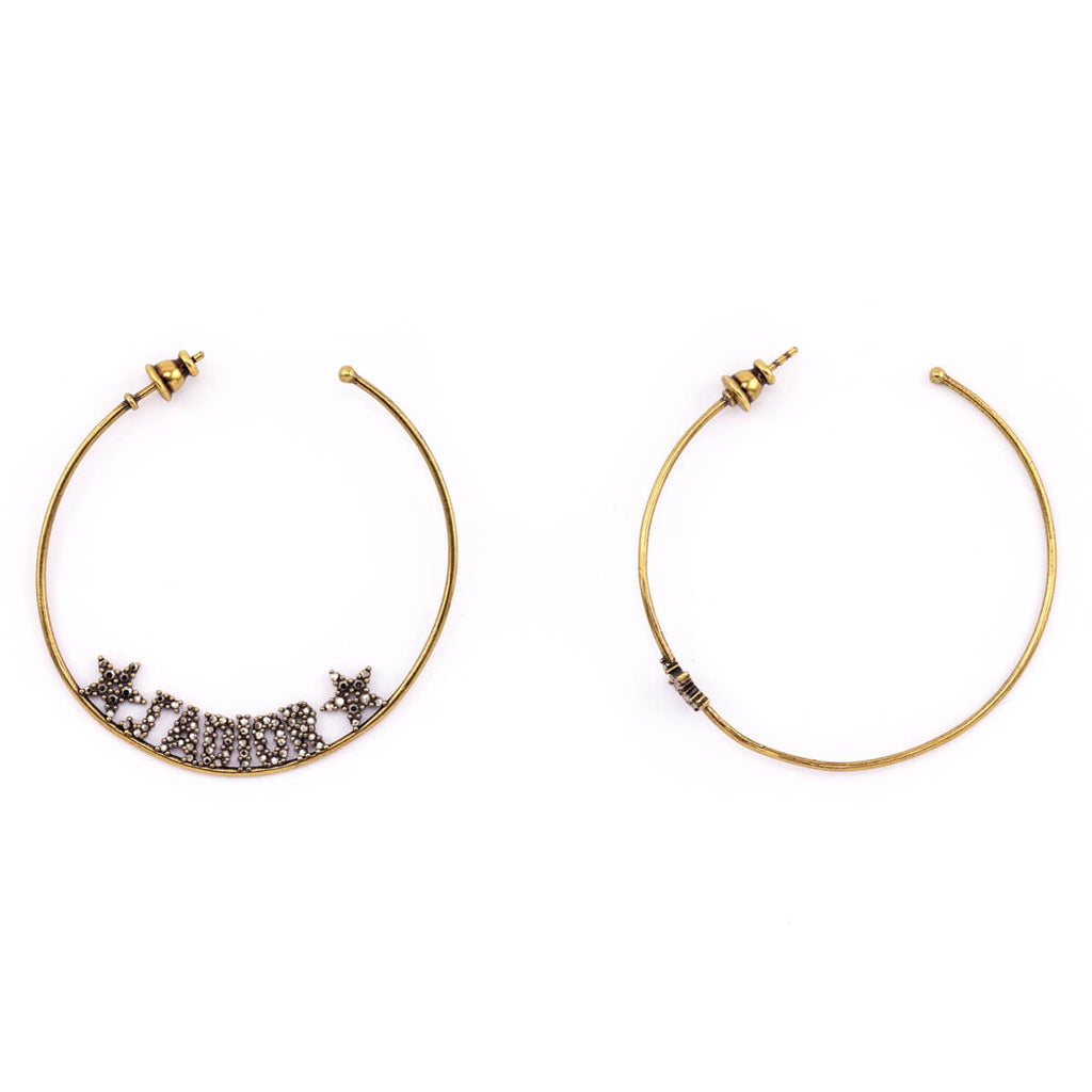 Dior Gold-Tone J'Adior Crystal Hoop Earrings