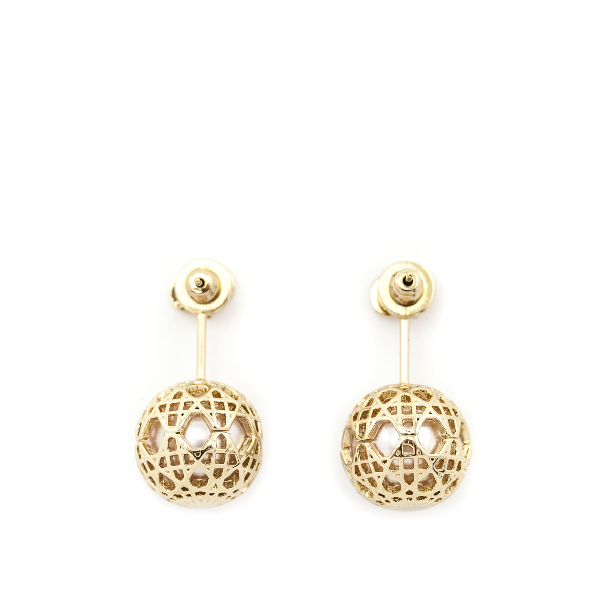 Dior Gold-Tone Faux Pearl Secret Cannage Drop Earrings