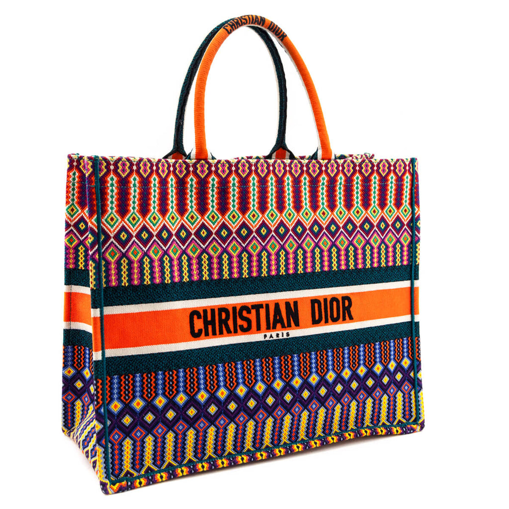 Dior Multicolor Embroidered Large Book Tote
