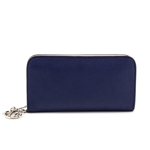 Dior Navy Grained Calfskin Diorissimo Voyageur Wallet
