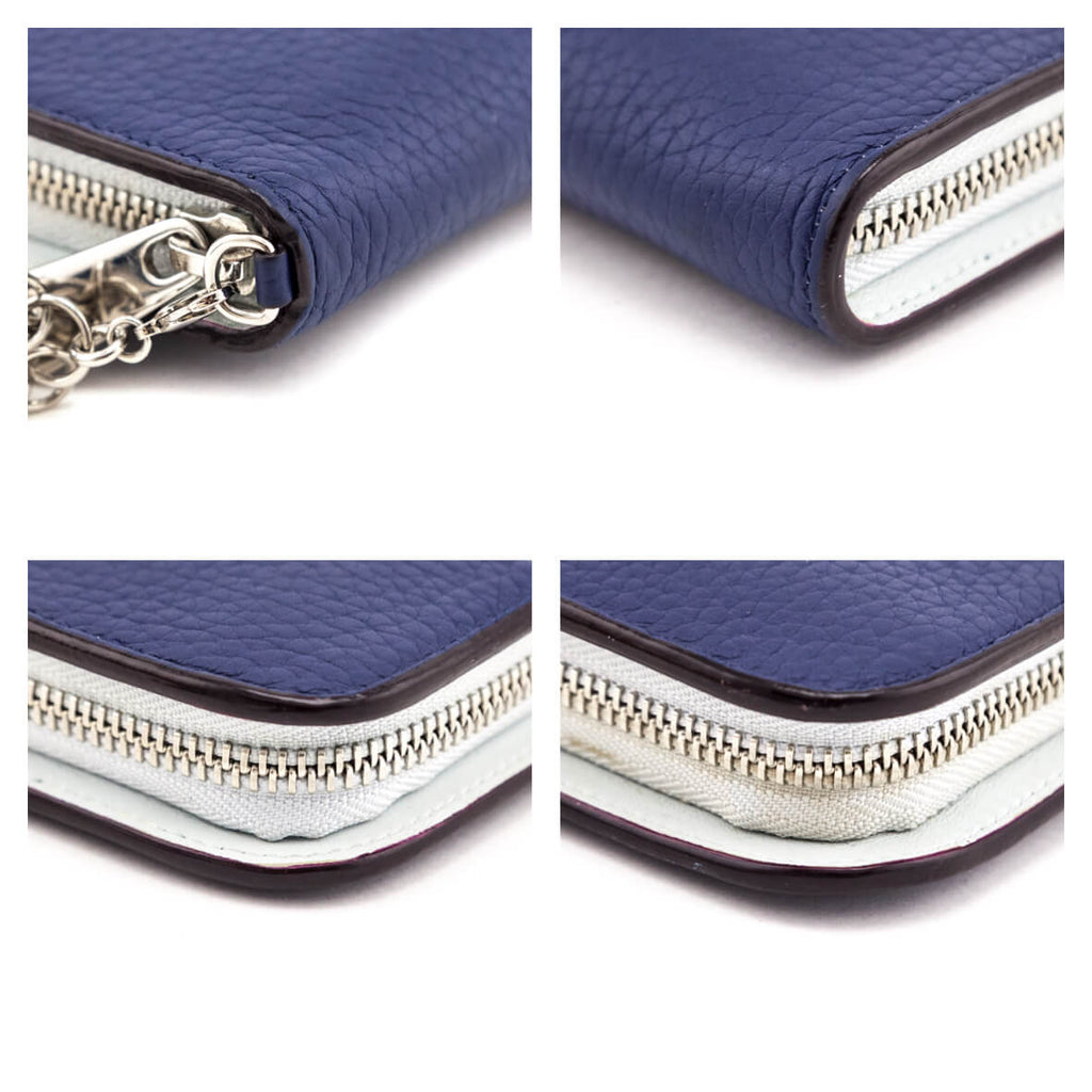 Dior Navy Grained Calfskin Diorissimo Voyageur Wallet