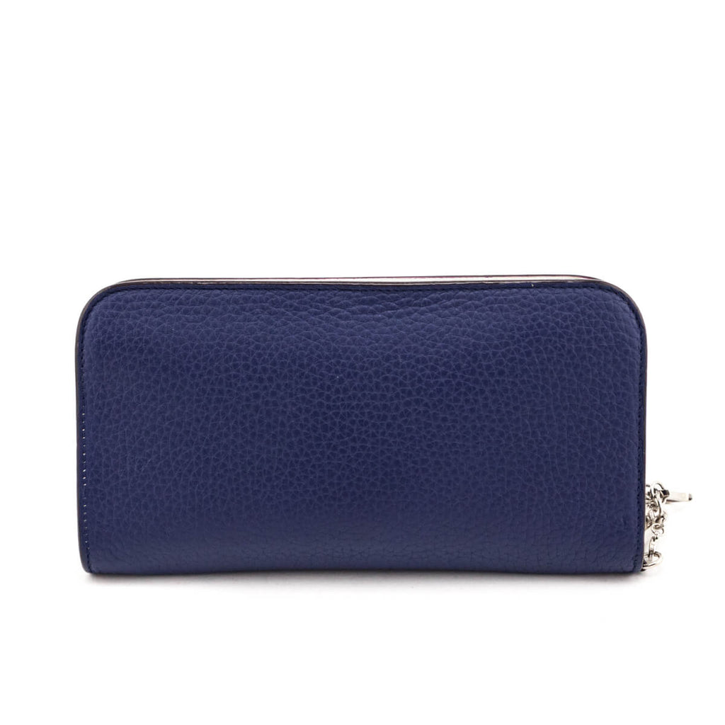 Dior Navy Grained Calfskin Diorissimo Voyageur Wallet