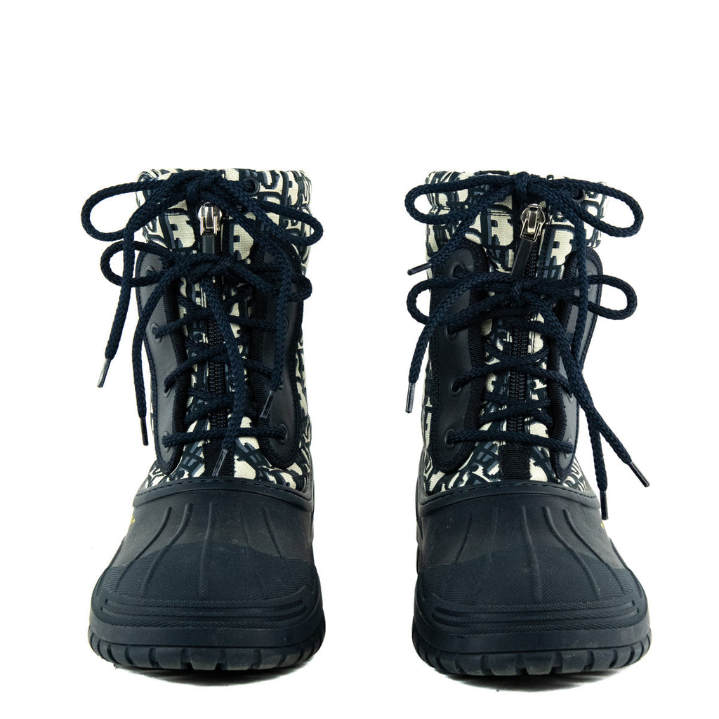 Dior Navy Oblique Nylon D-Venture Ankle Boots Size US 7 | EU 37