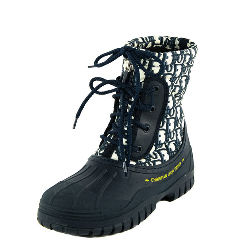 Dior Navy Oblique Nylon D-Venture Ankle Boots Size US 7 | EU 37