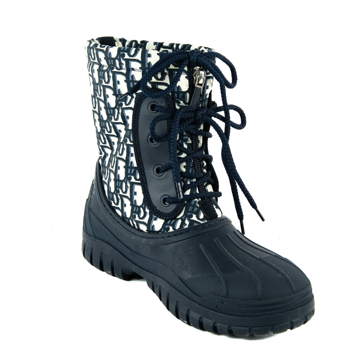 Dior Navy Oblique Nylon D-Venture Ankle Boots Size US 7 | EU 37