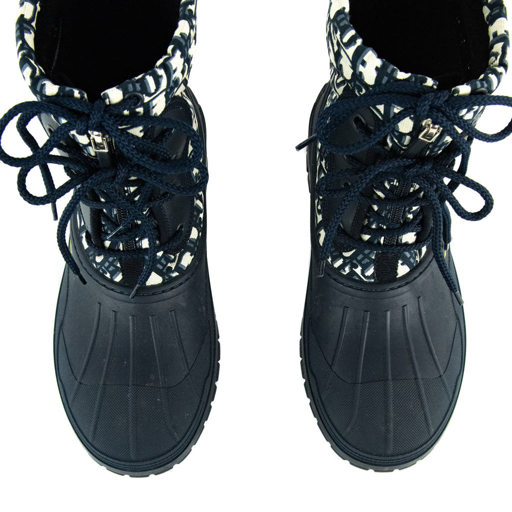 Dior Navy Oblique Nylon D-Venture Ankle Boots Size US 7 | EU 37