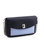 Dior Navy Tricolor Leather Turnlock Wallet on Chain