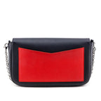Dior Navy Tricolor Leather Turnlock Wallet on Chain