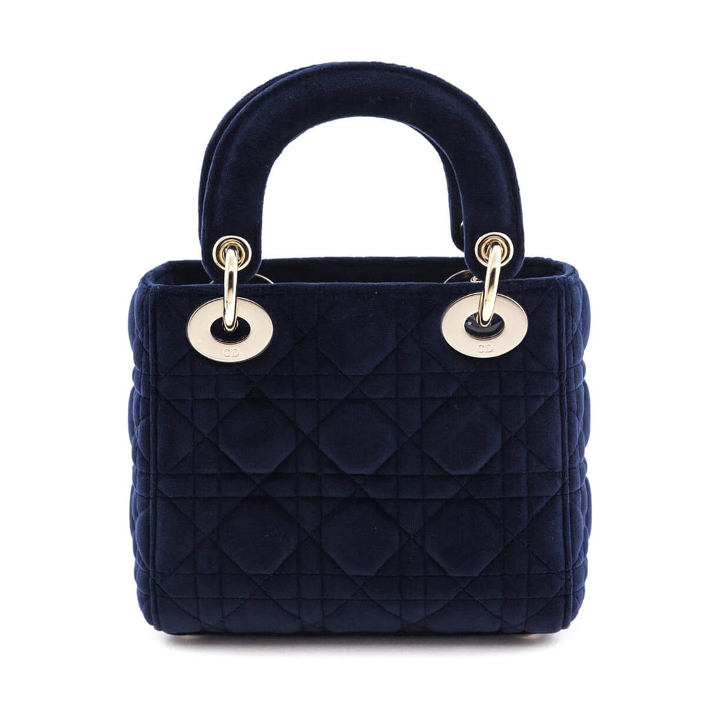 Dior Navy Velvet Mini Lady Dior