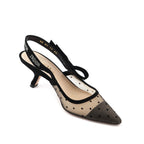 Dior Nude & Black Mesh & Strass J'Adior Slingback Pumps Size US 6 | EU 36