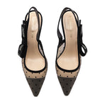 Dior Nude & Black Mesh & Strass J'Adior Slingback Pumps Size US 6 | EU 36