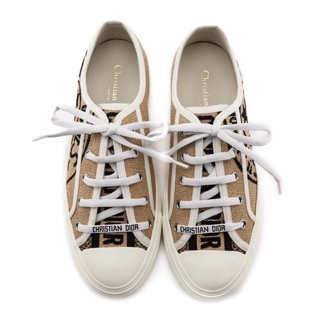 Dior Raw Beige Union Embroidered Walk'N'Dior Sneakers Size US 8 | EU 38