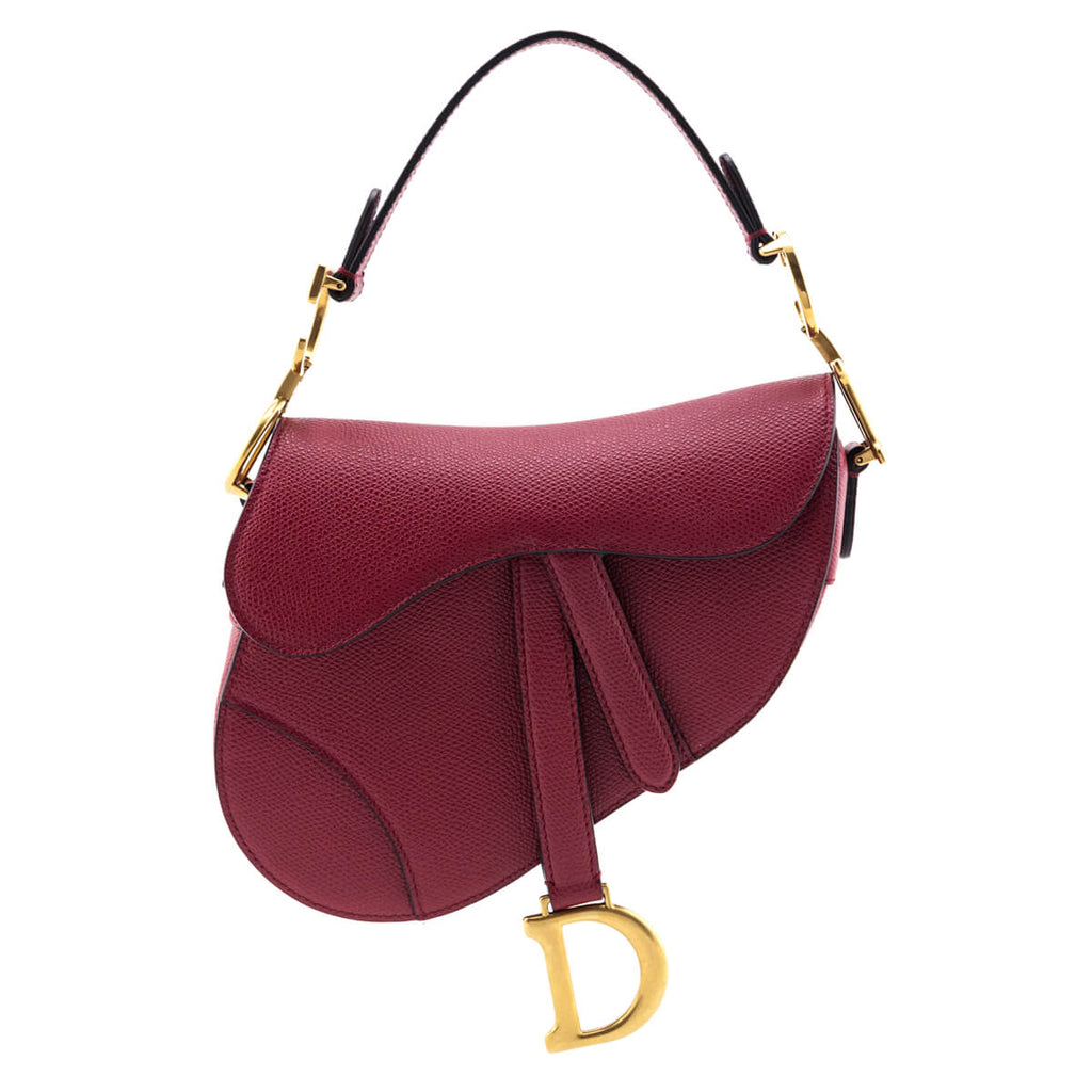 Dior Red Grained Calfskin Mini Saddle Bag