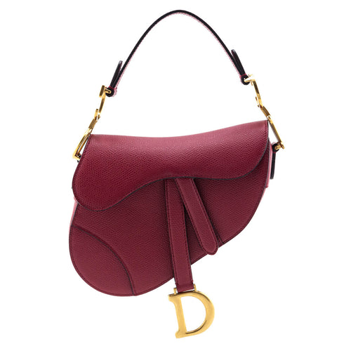 Dior Red Grained Calfskin Mini Saddle Bag