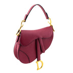 Dior Red Grained Calfskin Mini Saddle Bag