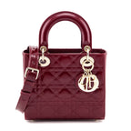 Dior Red Patent Quilted Cannage Small Lady Dior Bag