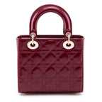 Dior Red Patent Quilted Cannage Small Lady Dior Bag