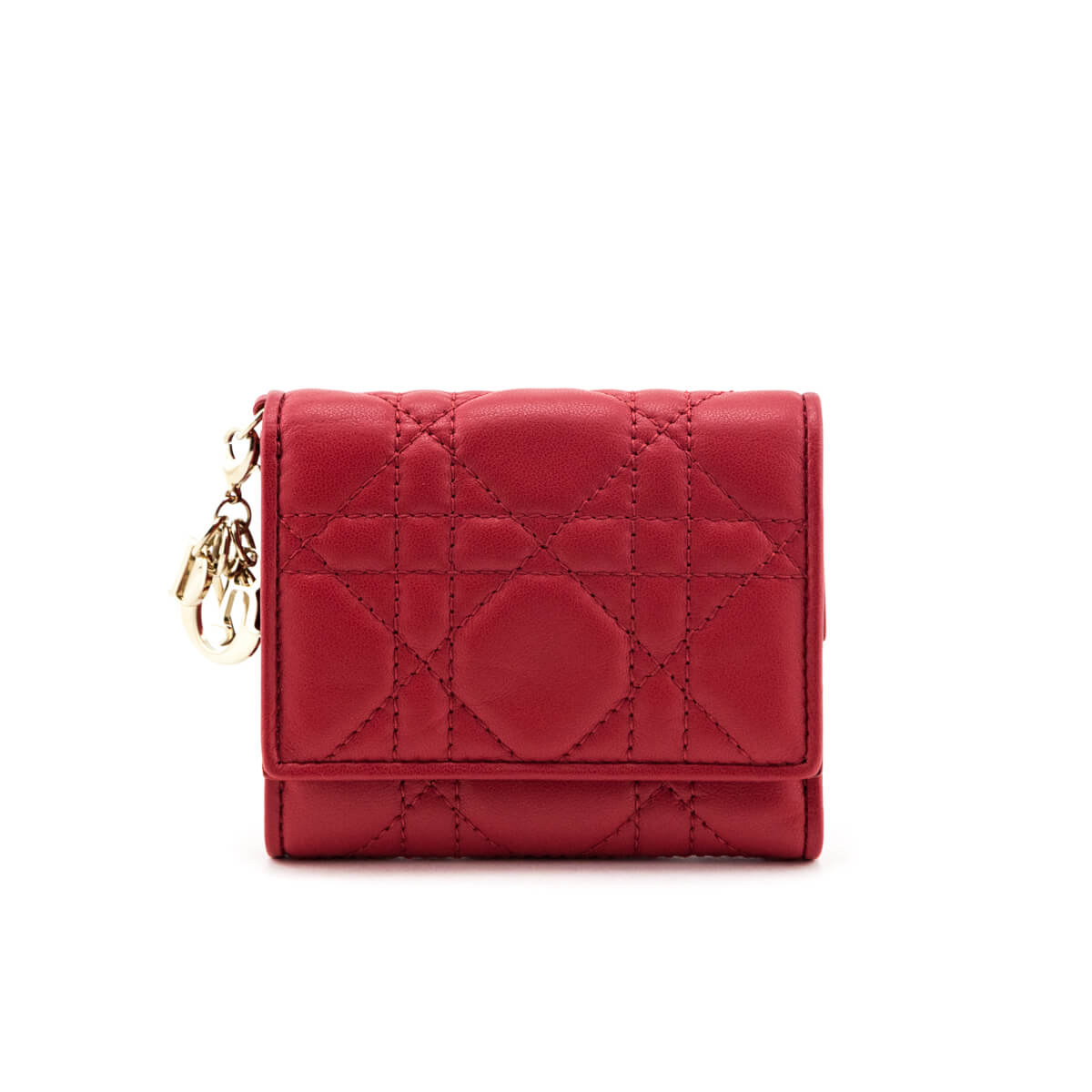 Dior Rouge Vif Quilted Cannage Lambskin Lady Lotus Wallet