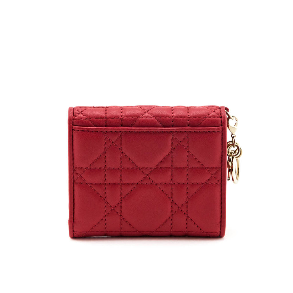 Dior Rouge Vif Quilted Cannage Lambskin Lady Lotus Wallet