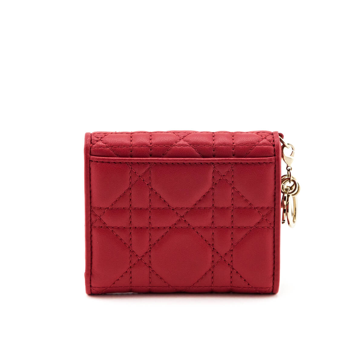 Dior Rouge Vif Quilted Cannage Lambskin Lady Lotus Wallet