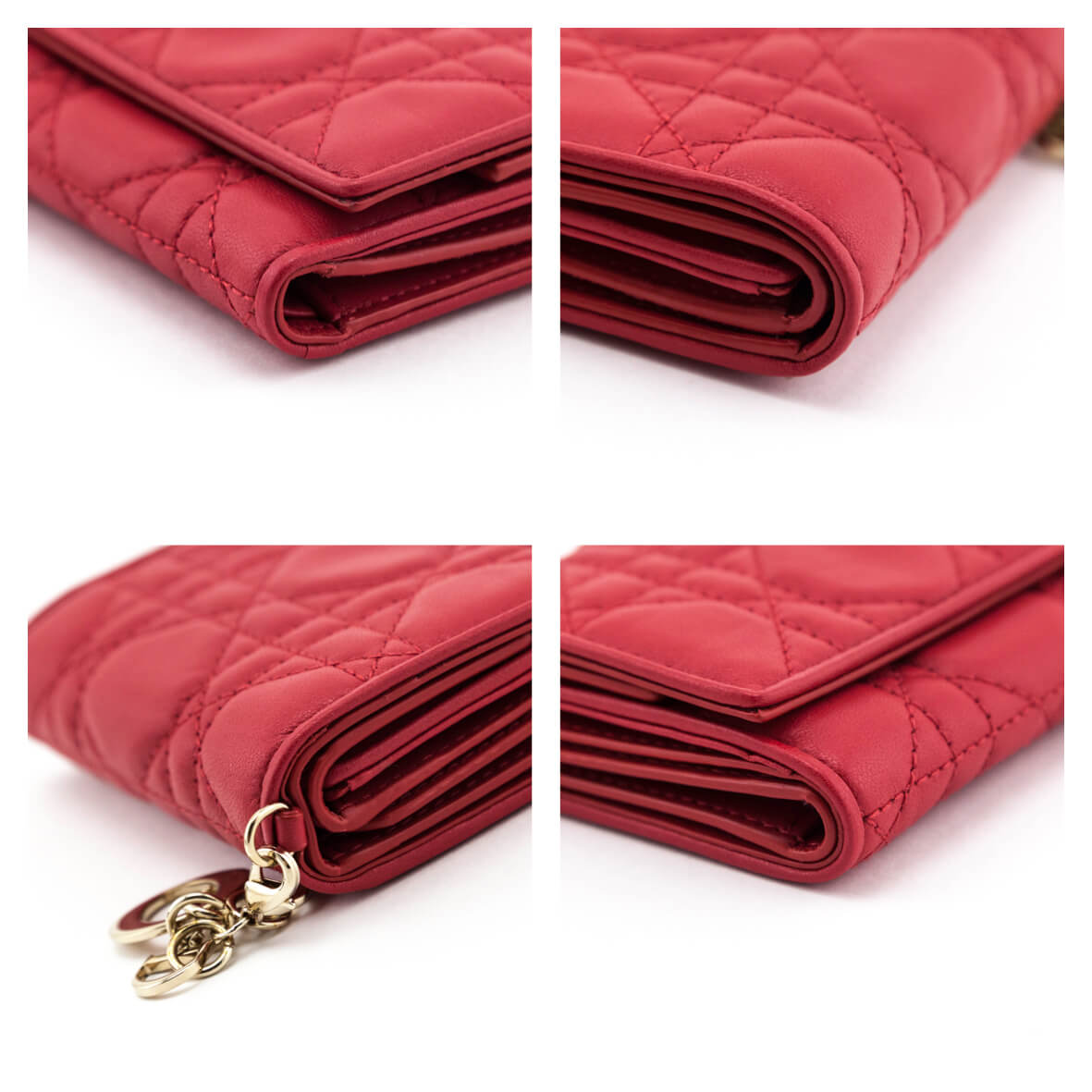 Dior Rouge Vif Quilted Cannage Lambskin Lady Lotus Wallet