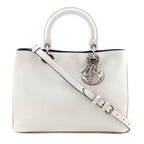 Dior White Calfskin Medium Diorissimo Tote