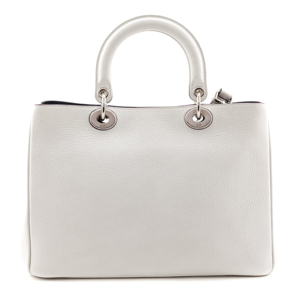 Dior White Calfskin Medium Diorissimo Tote