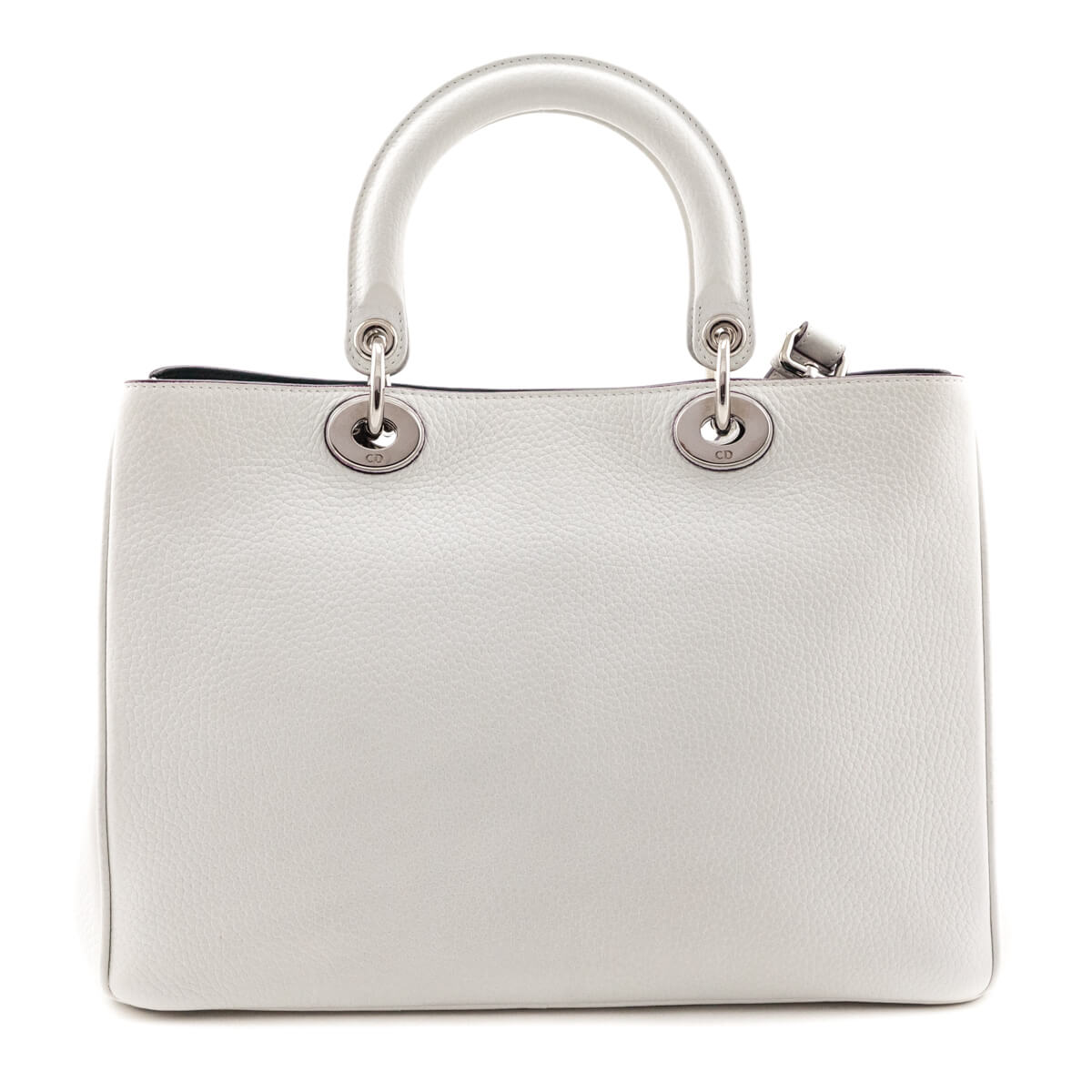 Dior White Calfskin Medium Diorissimo Tote
