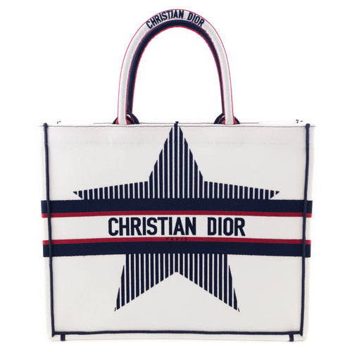 Dior White Canvas Embroidered Large Dioralps Book Tote