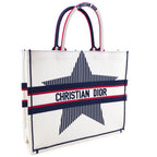 Dior White Canvas Embroidered Large Dioralps Book Tote