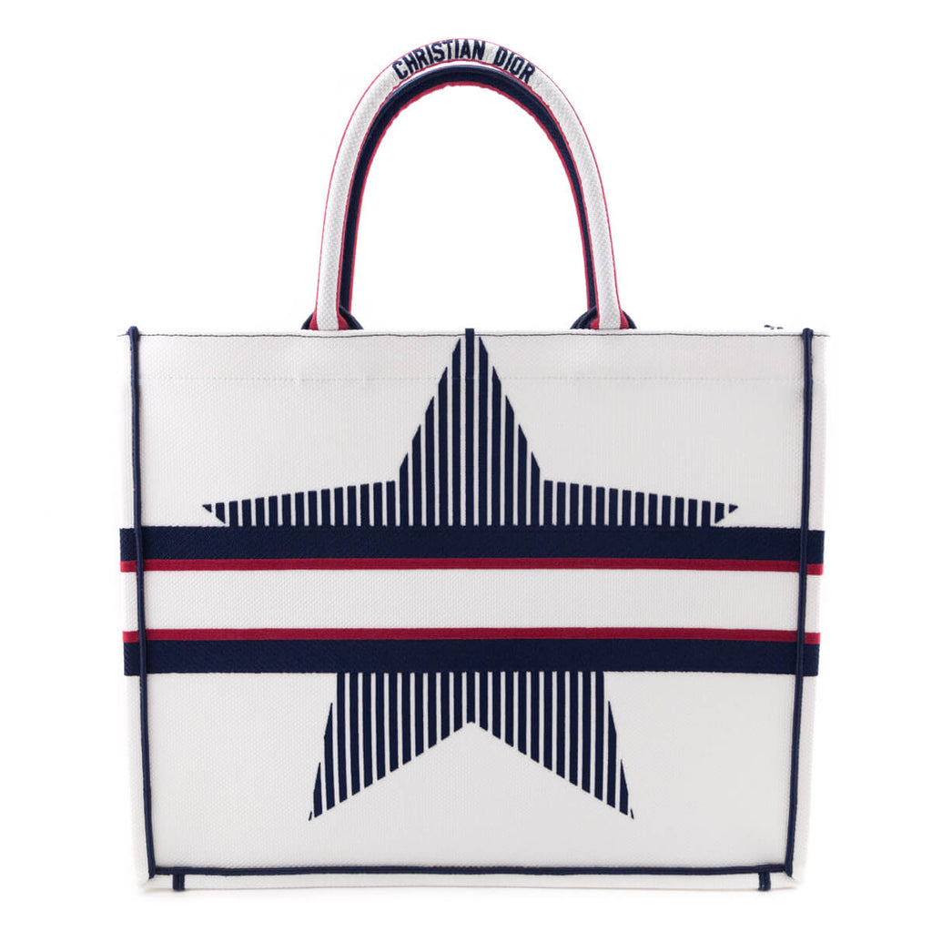 Dior White Canvas Embroidered Large Dioralps Book Tote