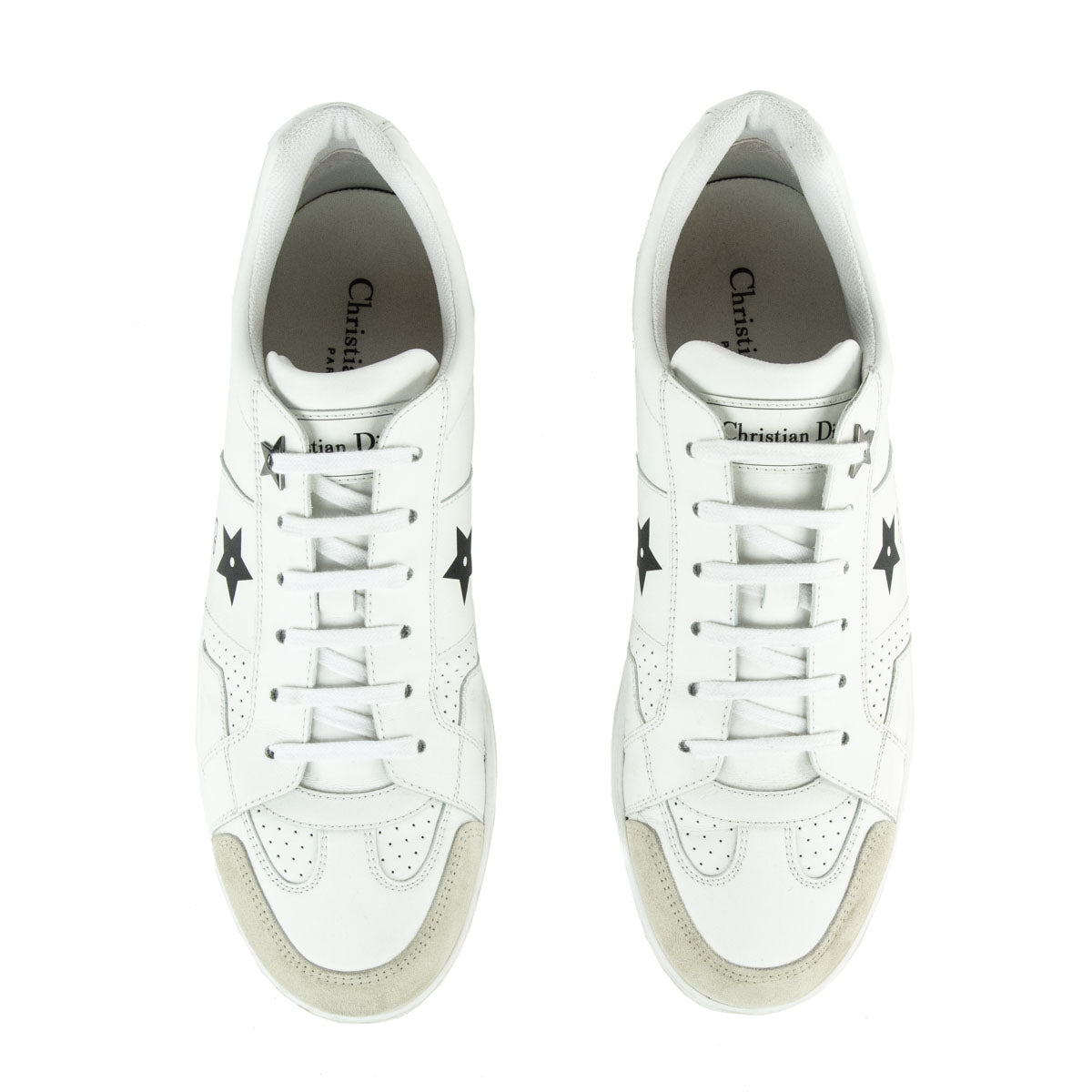 Dior White Leather Star Low Top Sneakers Size US 10 | EU 40