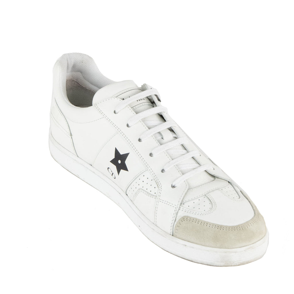 Dior White Leather Star Low Top Sneakers Size US 10 | EU 40