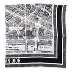 Dior White & Black Plan de Paris Silk Scarf 90