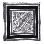 Dior White & Black Plan de Paris Silk Scarf 90