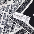 Dior White & Black Plan de Paris Silk Scarf 90