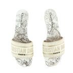 Dior White & Pale Gold DWay Jardin D'Hiver Slide Sandals Size US 8 | EU 38