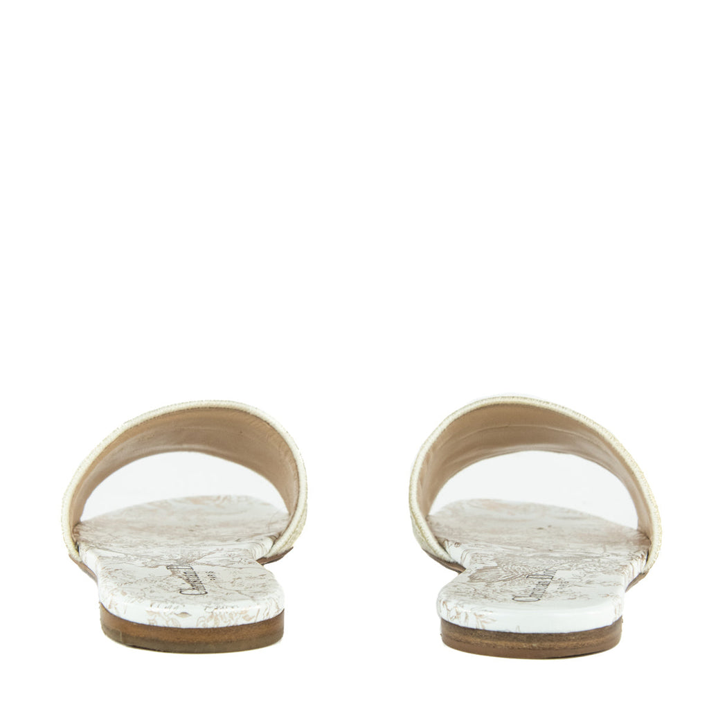 Dior White & Pale Gold DWay Jardin D'Hiver Slide Sandals Size US 8 | EU 38