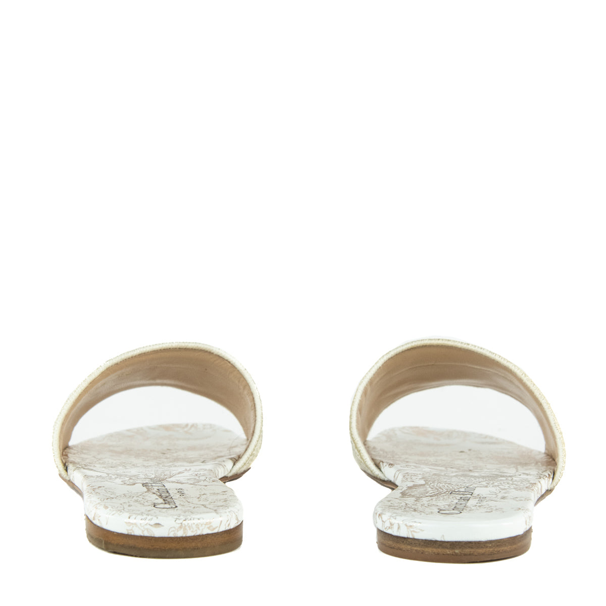 Dior White & Pale Gold DWay Jardin D'Hiver Slide Sandals Size US 8 | EU 38