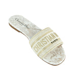Dior White & Pale Gold DWay Jardin D'Hiver Slide Sandals Size US 8 | EU 38
