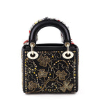 Dior Black Calfskin Mini Clovers Lady Dior