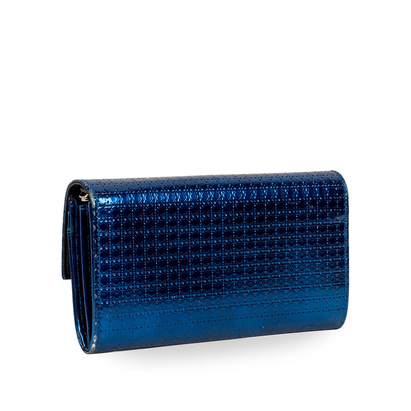 Dior Cannage Metallic Wallet Blue