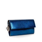 Dior Cannage Metallic Wallet Blue
