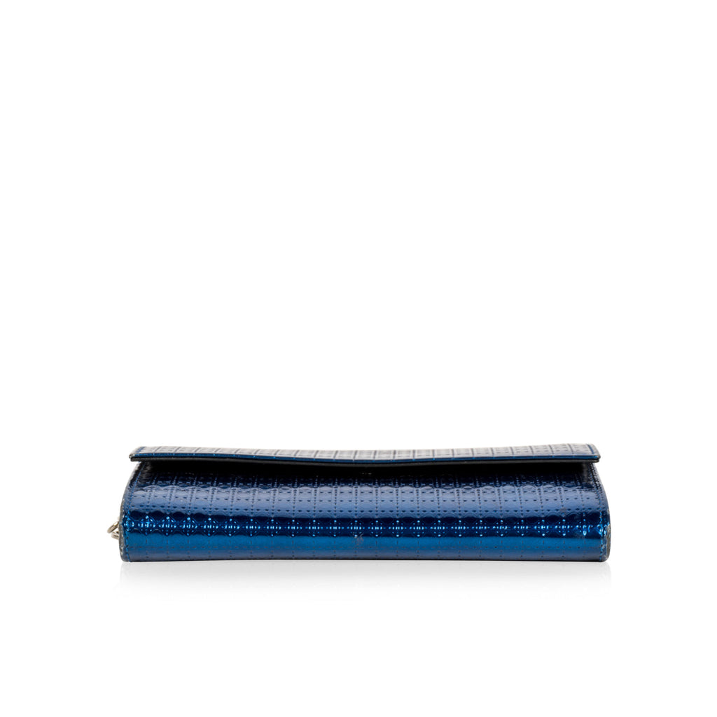 Dior Cannage Metallic Wallet Blue