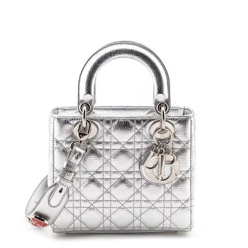 Dior Silver Cannage Cruise 2017 Collection Small Lady Dior Bag