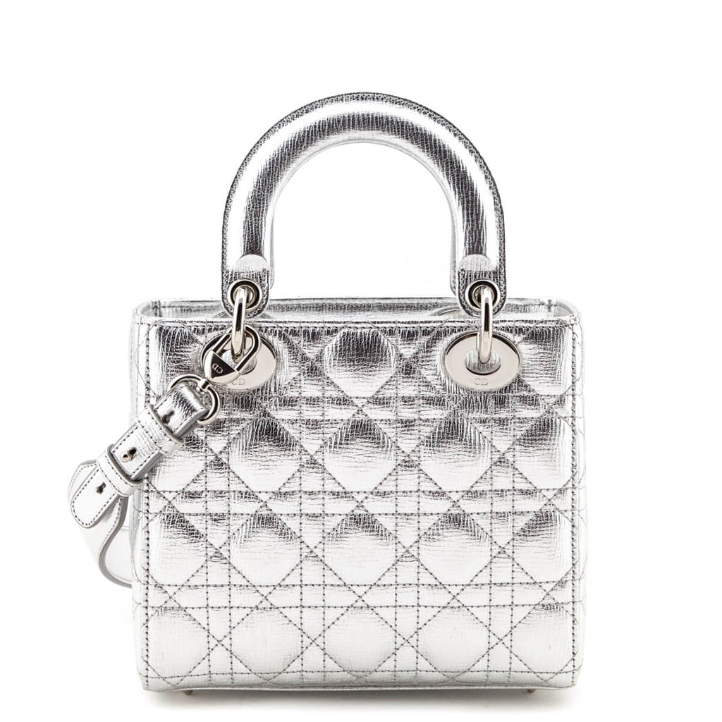 Dior Silver Cannage Cruise 2017 Collection Small Lady Dior Bag