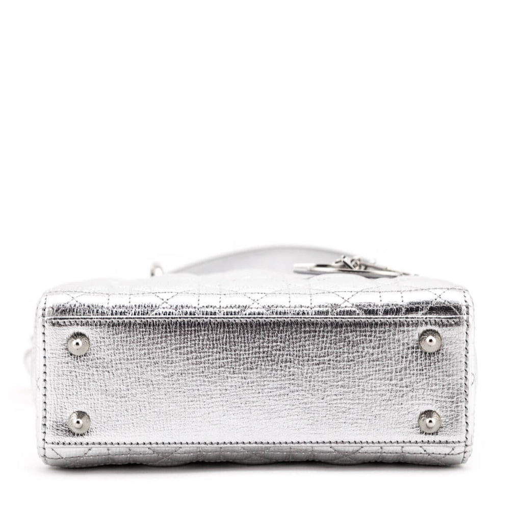 Dior Silver Cannage Cruise 2017 Collection Small Lady Dior Bag